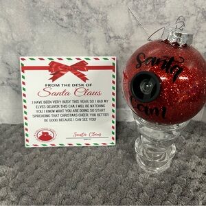 Custom Handmade Red/Green Santa Cam with Letter